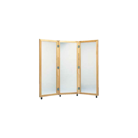 Espejo de Postura Móvil de 3 Secciones con Marco de Madera de 190 cm alto x 40 cm ancho con Ruedas - Mecano Rehab