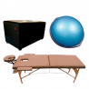 Mesa para masaje tres secciones con levanta piernas, dynaso bosu y parafinero 6 libras
