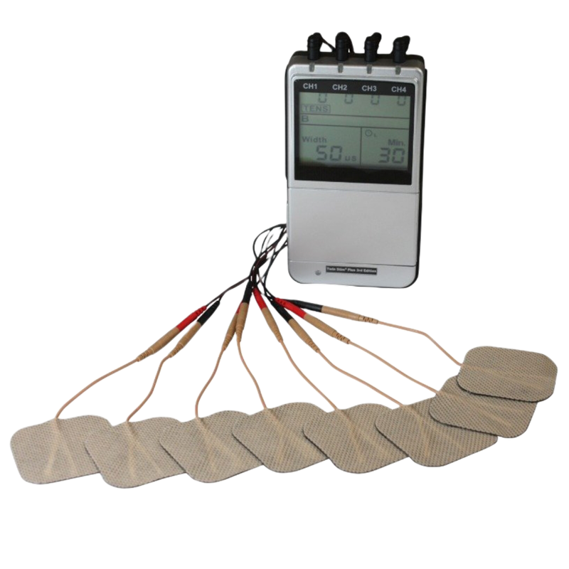 EMS Electroestimulador muscular MHD-12DCK1 portátil. 12 modos, 2 canales  duales. Tamaño compacto, alimentación por pilas.