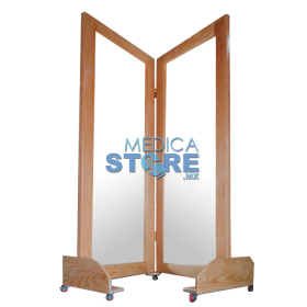 Espejo para Valorar Postura de 2 Secciones cada Marco de Madera de 185 cm alto x 70 cm ancho con Ruedas y Frenos - Mecano Rehab