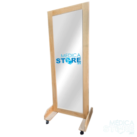 Espejo de Fisioterapia Móvil de 1 Sección con Marco de Madera de 185 cm alto x 70 ancho para Valorar Postura - Mecano Rehab