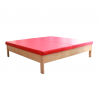 Cama Bobath de Madera de 2 m ancho x 2 m largo x 41 cm alto con Colchón de Poliuretano de Alta Densidad de 10 cm - Mecano Rehab