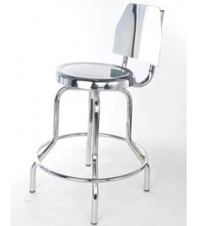 Banco de Consultorio Cromado con Ruedas y Respaldo