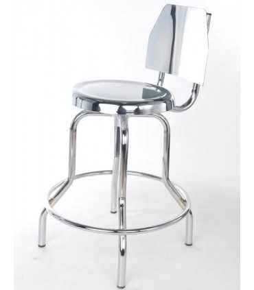 Banco de Consultorio Cromado con Ruedas y Respaldo