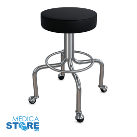 Banco Giratorio Médico Cromado con Asiento Tapizado para Consultorio y Fisioterapia | Mobilimed Médica Store