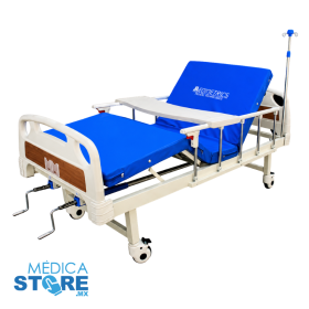 Cama de Hospital Manual de 2 Manivelas y 3 Posiciones en Acero Epoxy y Plástico para Capacidad Máxima de 220 kg – Medimetrics