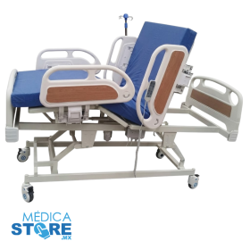 Cama para Hospital Eléctrica de 5 Funciones con Control Remoto Alámbrico y Fabricada para Soporte de 150 kg  - Medimetrics