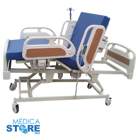 Cama para Hospital Eléctrica de 5 Funciones con Control Remoto Alámbrico y Fabricada para Soporte de 150 kg  - Medimetrics