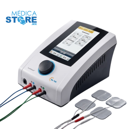 Electroestimulador Profesional Nutek de 2 Canales y 50 Corrientes para Fisioterapia y Rehabilitación