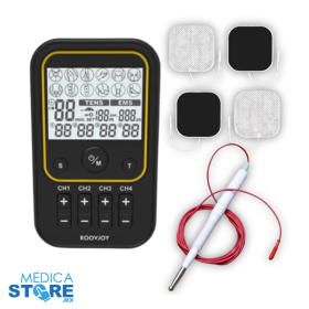 Kit Electroterapia TENS EMS | 4 Canales Independientes + Electrodos 5x5 cm
